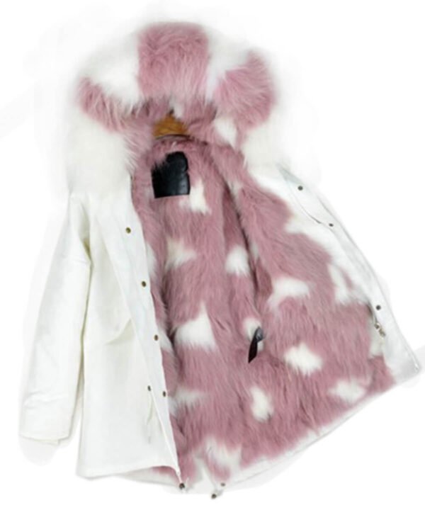GUG White Pink Fur Parka Jackets