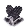 Black UGG Touch Screen Rabbit Fur Gloves