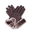 Brown UGG Touch Screen Rabbit Fur Gloves