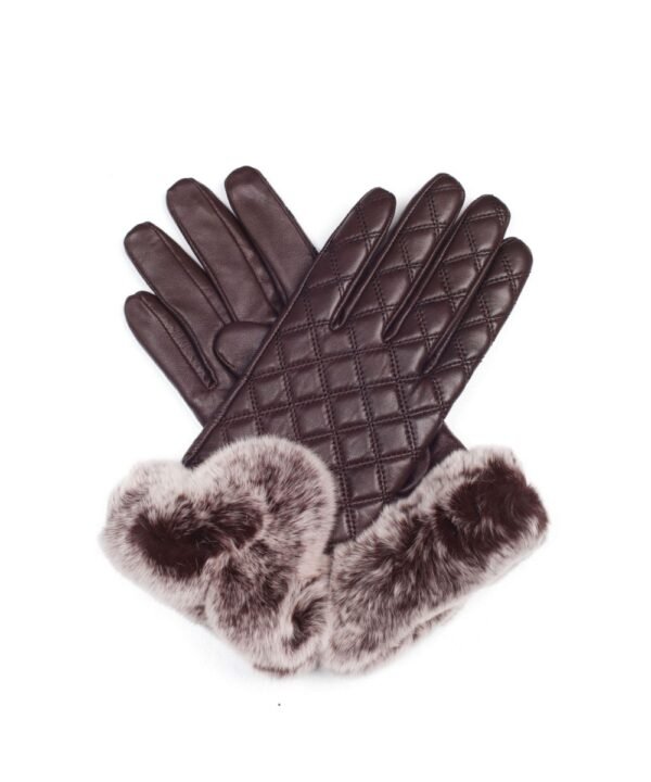 Brown UGG Touch Screen Rabbit Fur Gloves