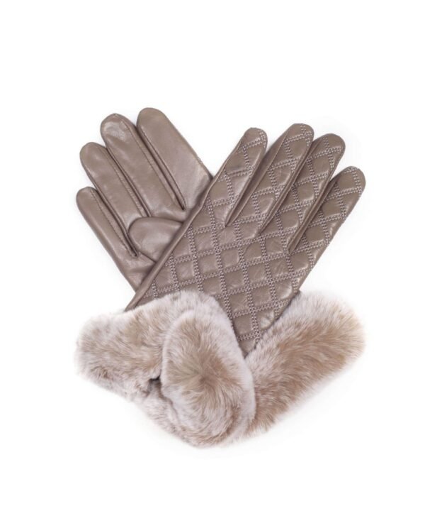 Grey UGG Touch Screen Rabbit Fur Gloves
