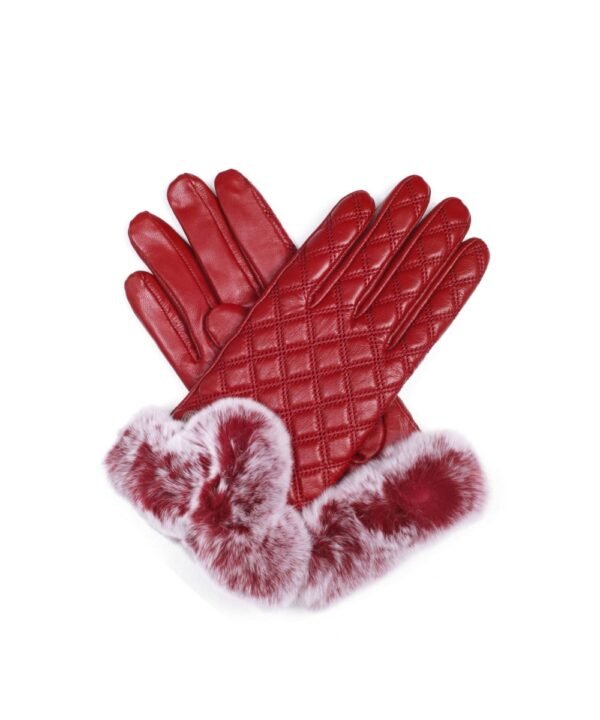 Red UGG Touch Screen Rabbit Fur Gloves