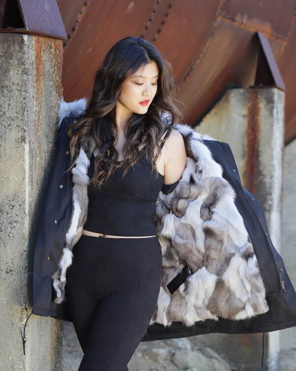 GUG Black Husky Fur Parka Jacket - Image 2