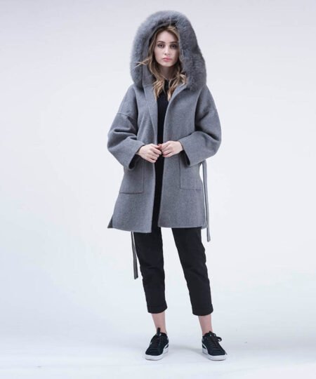 GUG Cashmere Wool Fox Fur Coat