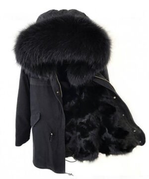 GUG Black Fur Parka Jackets