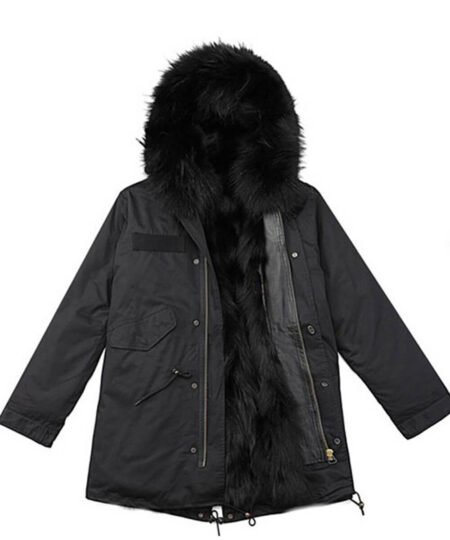 GUG Black Fur Parka Jackets