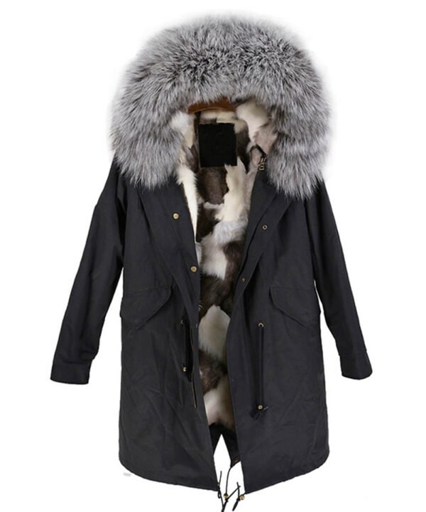 GUG Black Husky Fur Parka Jacket - Image 7