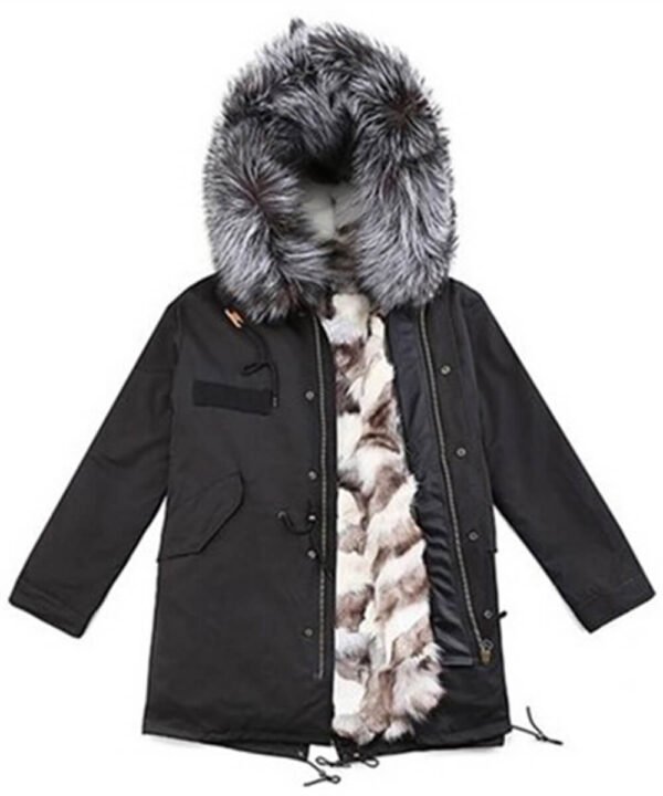 GUG Black Husky Fur Parka Jacket - Image 6