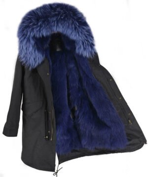 GUG Black Navy Fur Parka Jackets
