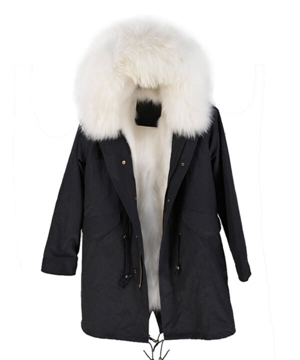 GUG Black White Fur Parka Jackets - Image 3