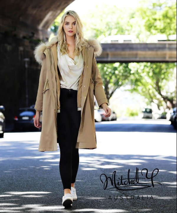 GUG Khaki Long Fur Parka Jacket - Image 11