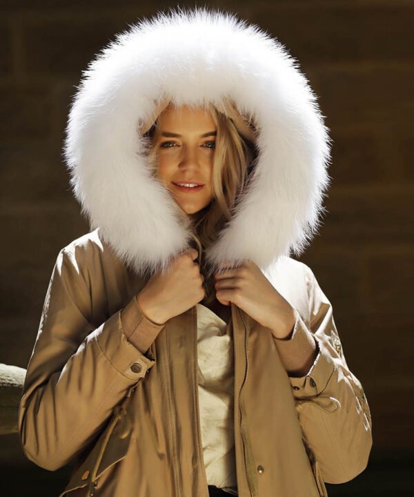 GUG Khaki Long Fur Parka Jacket - Image 9