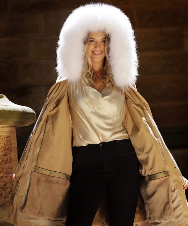 GUG Khaki Long Fur Parka Jacket - Image 8