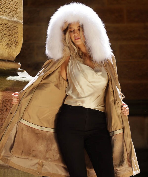 GUG Khaki Long Fur Parka Jacket