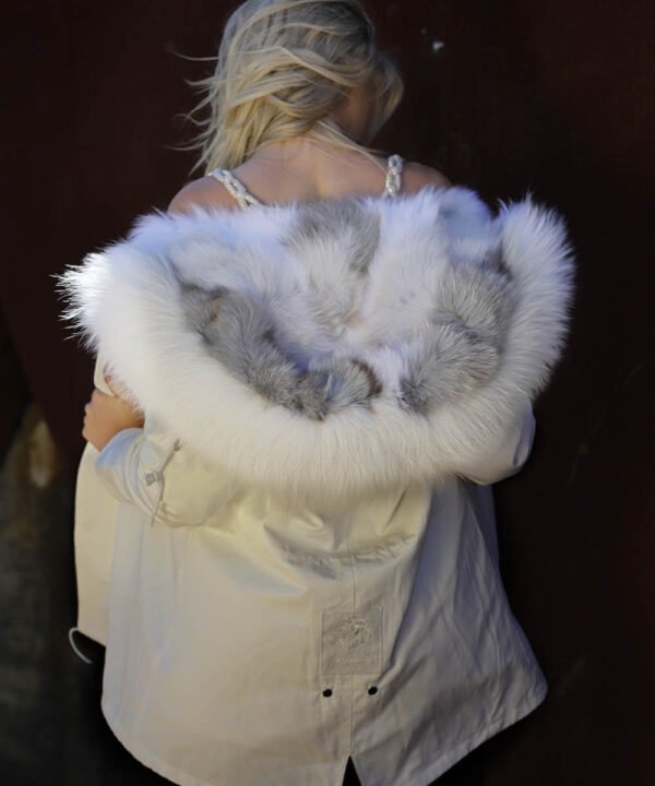 GUG Beige Grey Fur Parka Jacket - Image 4