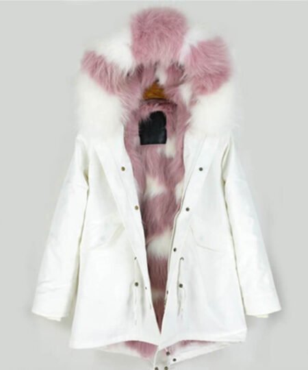 GUG White Pink Fur Parka Jackets