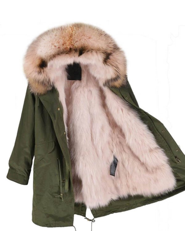 GUG Green Pink Fur Parka Jacket